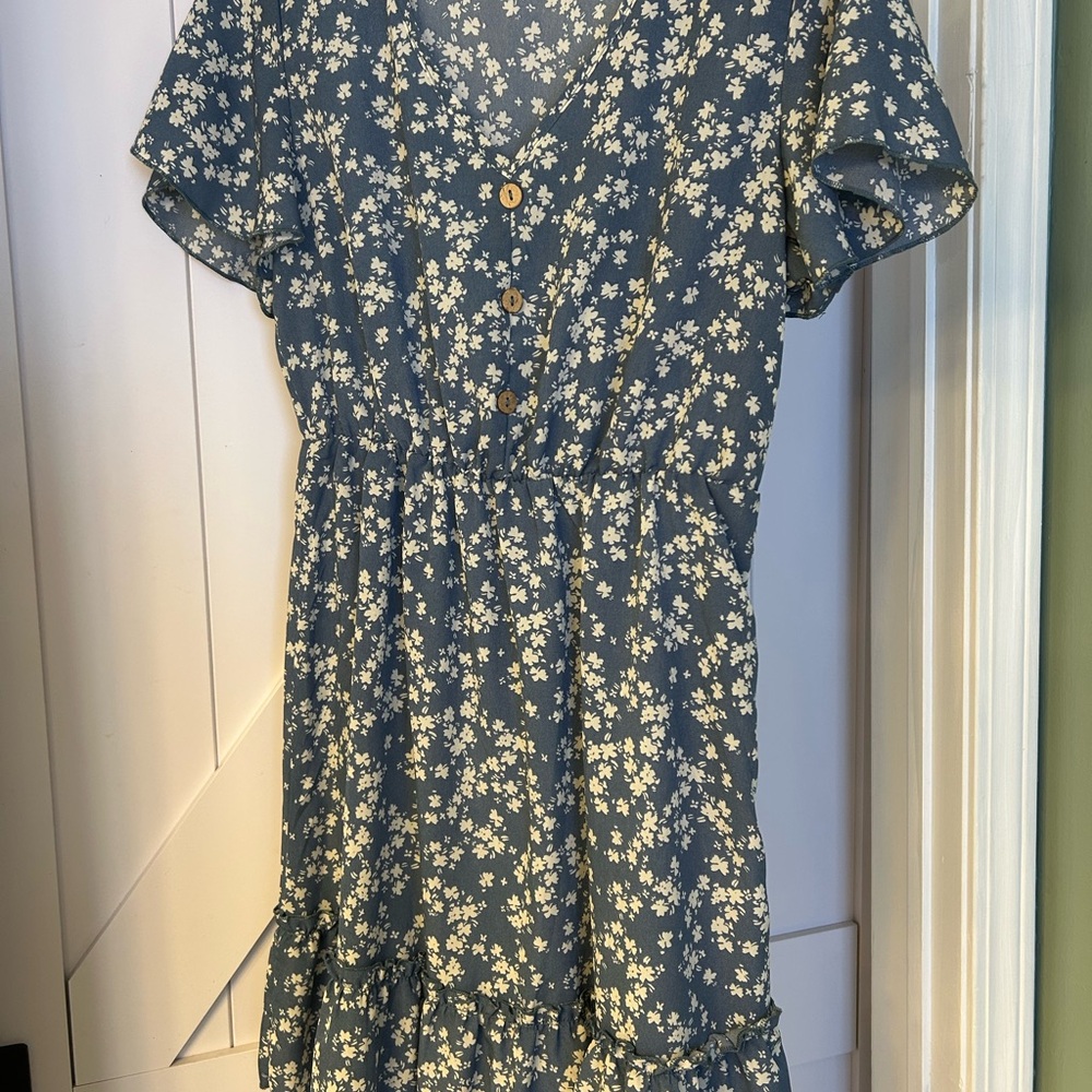 Blue and White Floral Dress